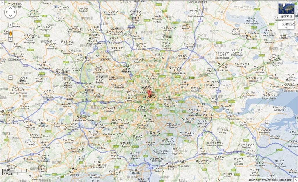 ロンドンと東京の地図を重ね合わせた地図
