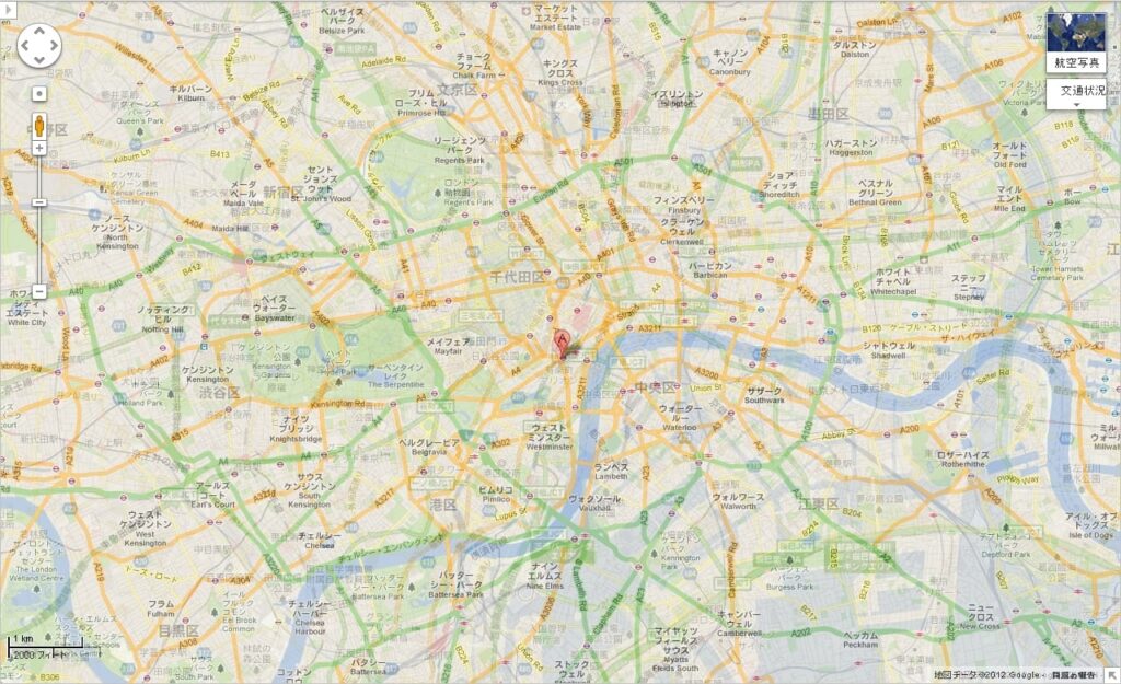 ロンドンと東京の地図を重ね合わせた地図