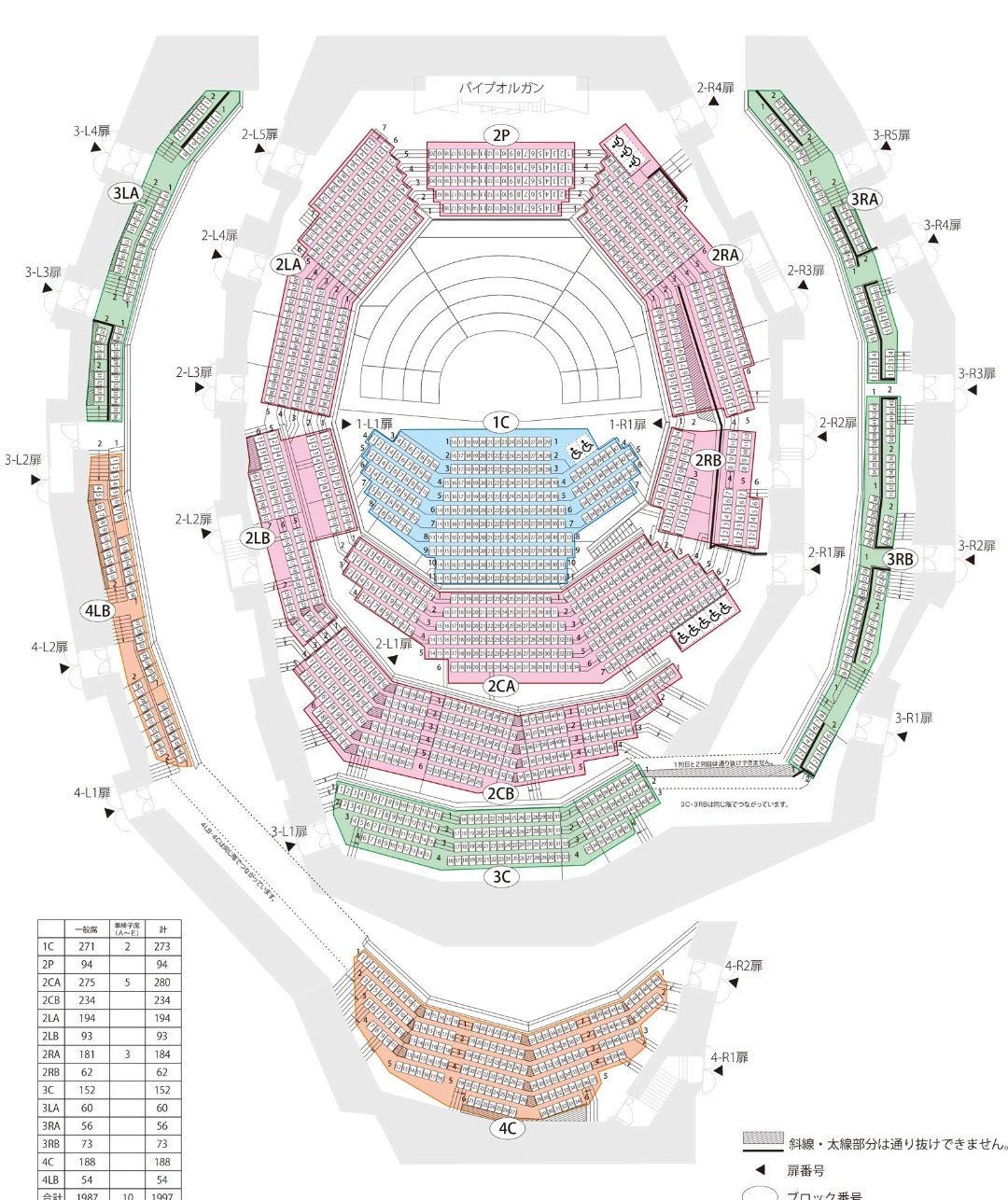 ミューザ川崎シンフォニーホールの座席配置（公式サイトより）